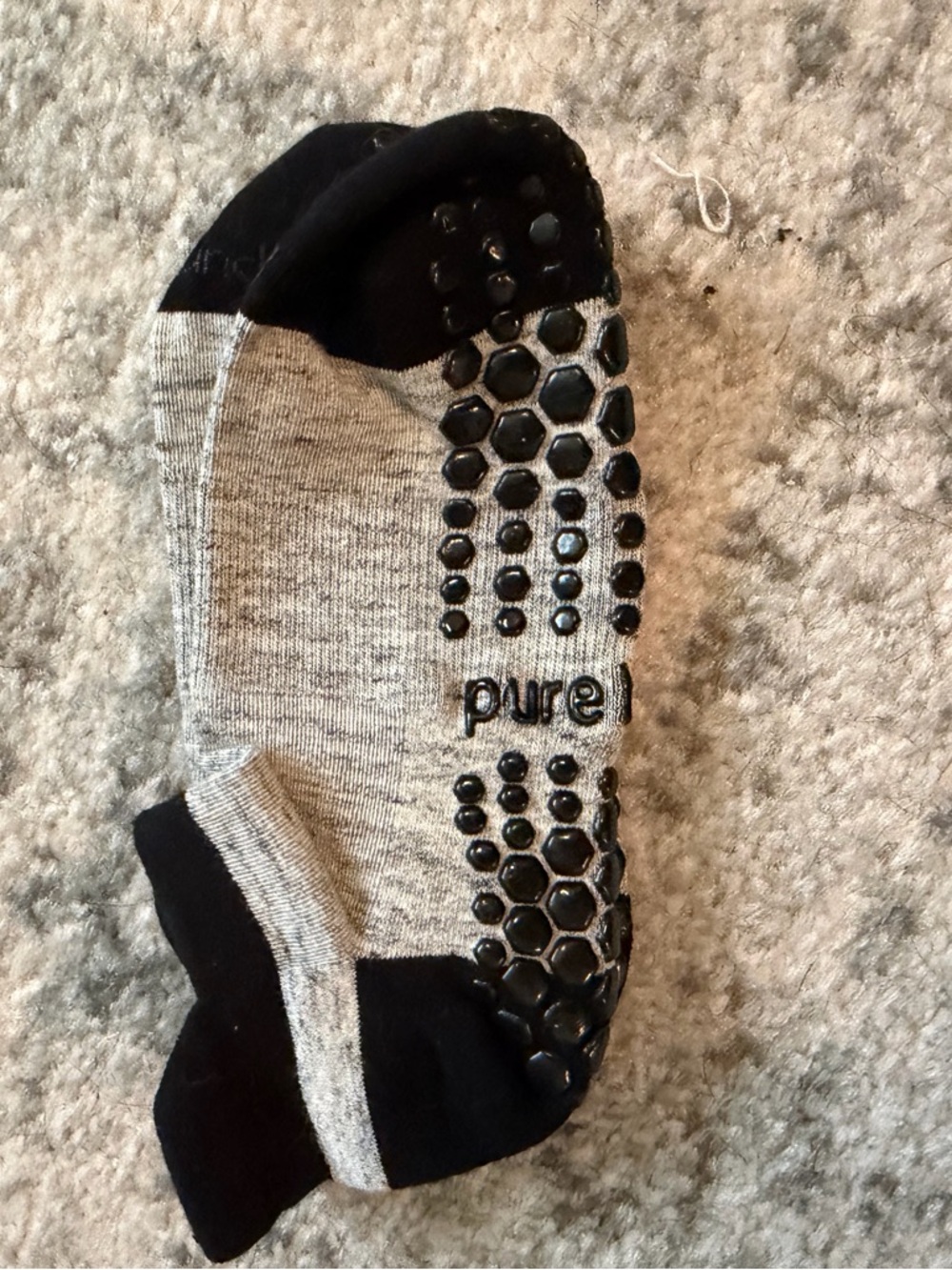 Pure Barre Grip Socks Grey & Black Retro